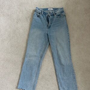 Abercrombie & Fitch Light Blue curve love Straight Leg Jeans